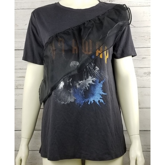 Zara Trafaluc Run Away Black Eagle Ruffle Tee - Picture 3 of 7